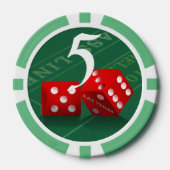 Tabelle mit Las Vegas Dice Craps Pokerchips (Vorderseite)