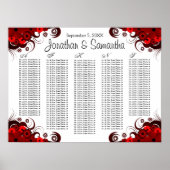 Tabelle mit roten Blüten und weißen Hochzeitstisch Poster (Vorne)