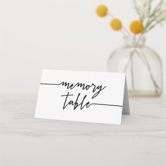 Tabelle mit schwarzem Skriptspeicher Platzkarte (Vorderseite)