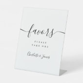 Tabelle mit schwarzen und weißen modernen Skriptfa Sockelschild (Vorderseite)