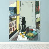 Tabelle nach Fenster mit schwarzer Katze Leinwanddruck (Insitu (Holzboden))