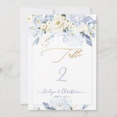 Tabelle Nr. der H2 Blue Hydrangea Cream Rose Einladung (Vorderseite)