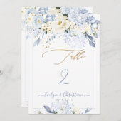 Tabelle Nr. der H2 Blue Hydrangea Cream Rose Einladung (Vorne/Hinten)