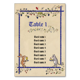 Tabelle Nr. der mittelalterlichen Tiere mit den Na Tischnummer