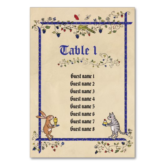 Tabelle Nr. der mittelalterlichen Tiere mit den Na Tischnummer (Vorderseite)