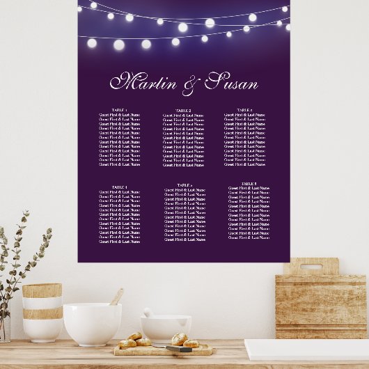 TABELLE PLANER Sitzplatz magenta Poster (Küche)