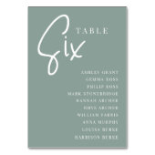 Tabelle SIX + Gast-Namen Tischnummer (Vorderseite)