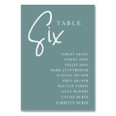 Tabelle SIX + Gast-Namen Tischnummer (Rückseite)