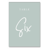 Tabelle SIX mit der grünen Hand Tischnummer (Rückseite)