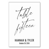 Tabelle Zeitgenössische elegante Typografie Fünfze Tischnummer (Rückseite)
