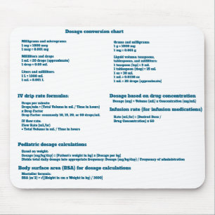 Tabelle zur Dosisanpassung für Krankenschwestern Mousepad