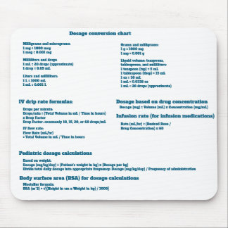 Tabelle zur Dosisanpassung für Krankenschwestern Mousepad