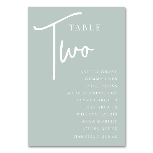 Tabelle ZWEI + Gast-Namen Tischnummer (Vorderseite)