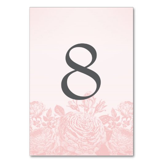 Tabellen-Karten-Vintage Rosen-Pastelle: Tischnummer (Vorderseite)
