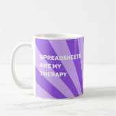 Tabellenkalkulationen sind meine Therapie - Lila Kaffeetasse (Links)