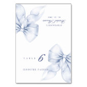 Tabellenkarte "Blue Bow Brautparty Name" Tischnummer (Vorderseite)