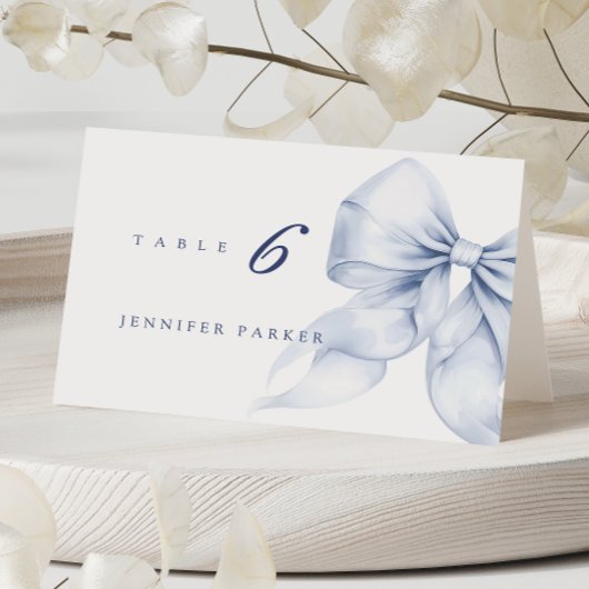 Tabellenkarte "Blue Bow Brautparty Name" Tischnummer