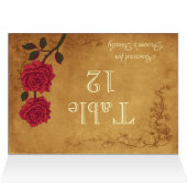 Tabellenkarte mit Vintager Rote Rose (Innenansicht Horizontal (Oben))