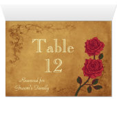 Tabellenkarte mit Vintager Rote Rose (Innenansicht Horizontal (Unten))