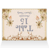 Tabellenname-Karte für Vintage Blume (Innenansicht Horizontal (Oben))