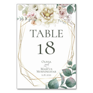 TABELLENNUMMER   Aquarell Elfenbeinrosafarbene Blu Tischnummer