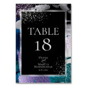 TABELLENNUMMER | Silber Metallic Türkis Lila Tischnummer (Rückseite)
