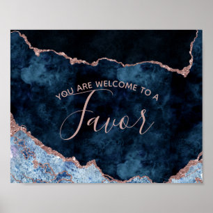 Tabellensignatur für Navy Blue Rose Gold Agate Gas Poster