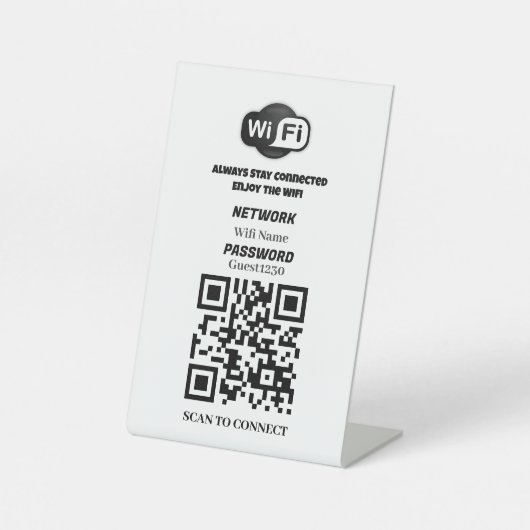 Tabellenzeichen für benutzerdefinierten WiFi QR-Co Sockelschild (Vorderseite)