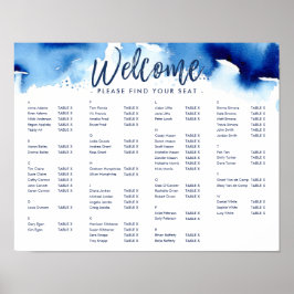 TABELSITZPLAN CHARTA Moderne blaue Aquarell Poster