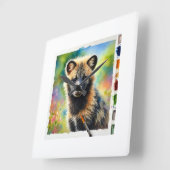 Tabernero Bush Dog 020924AREF129 - Watercolor Quadratische Wanduhr (Winkel)