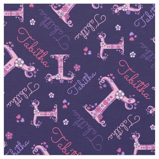 Tabitha Brief T-Monogramm Herz-Blume Stoff (Nahaufnahme)