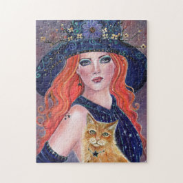 Tabitha Halloween Hexe und Kitty Puzzle von Renee