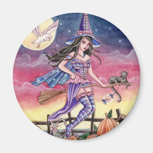 Tabitha - Rotzunge, Katze und Schale Magnet (Vorne)