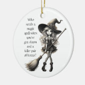 Tabitha und ihre Stiefel - Hexe Keramik Ornament (Links)