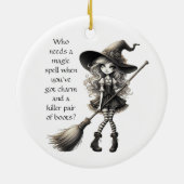 Tabitha und ihre Stiefel - Hexe Keramik Ornament (Hinten)