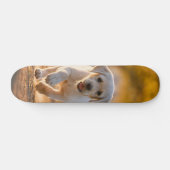 Tabla de Skate Cachorro Blanco Corriendo Skateboard (Horizontal)