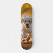 Tabla de Skate Cachorro Blanco Corriendo Skateboard (Vorne)