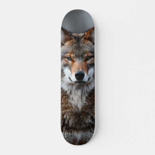 Tabla de skate Lobo Gris Alfa Observante Skateboard (Vorne)