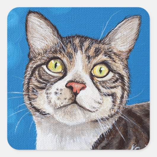Tablby Cat Painting Square Sticker (Vorderseite)