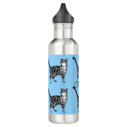 Tablby Cat Whimsical Light Blue Cats Edelstahlflasche (Links)