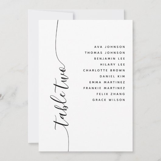 Table 2 Vertical Script Wedding Seating Chart Card Einladung (Vorderseite)