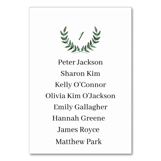 Table Card Tischnummer (Vorderseite)