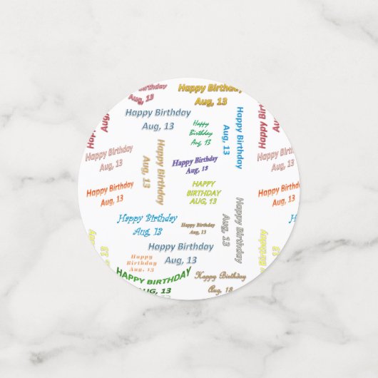 Table Confetti August, 13 Geburtstag Konfetti (Klein Vorderseite)