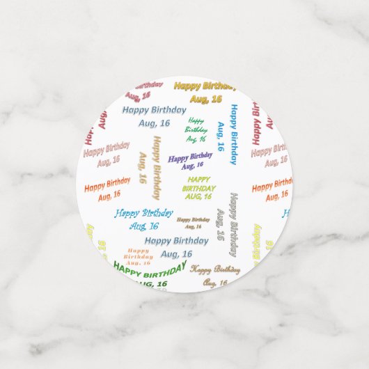 Table Confetti August, 16 Geburtstag Konfetti (Klein Vorderseite)