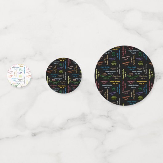 Table Confetti August, 20 Geburtstag Konfetti (Vorderseiten)