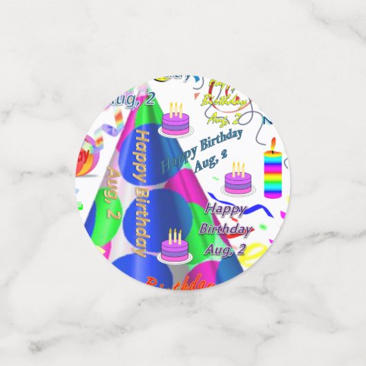 Table Confetti August, 2 Geburtstag Konfetti (Klein Vorderseite)