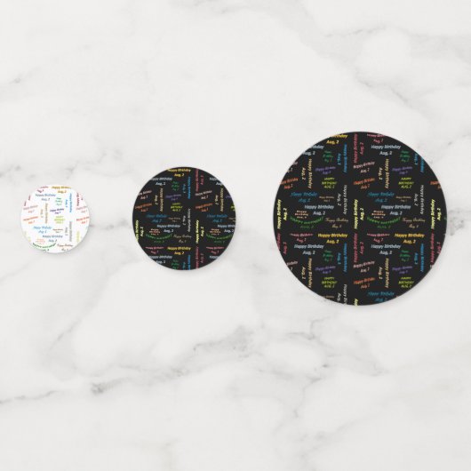 Table Confetti August, 2 Geburtstag Konfetti (Vorderseiten)