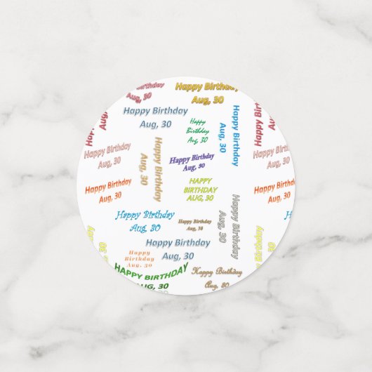 Table Confetti August, 30 Geburtstag Konfetti (Klein Vorderseite)