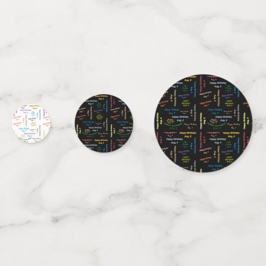 Table Confetti August, 4 Geburtstag Konfetti (Vorderseiten)