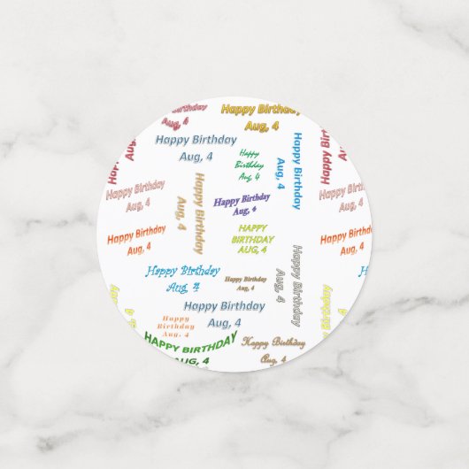 Table Confetti August, 4 Geburtstag Konfetti (Klein Vorderseite)